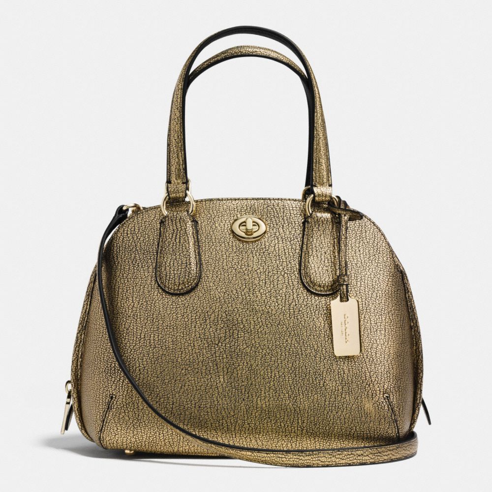 PRINCE STREET MINI SATCHEL IN METALLIC PEBBLE LEATHER - COACH f36987 - LIGHT GOLD/GOLD