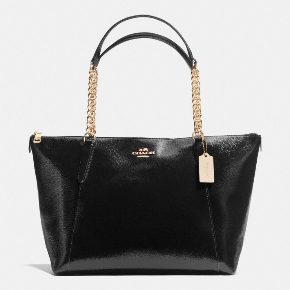 AVA CHAIN TOTE IN PATENT CROSSGRAIN LEATHER - COACH f37078 - IMITATION GOLD/BLACK