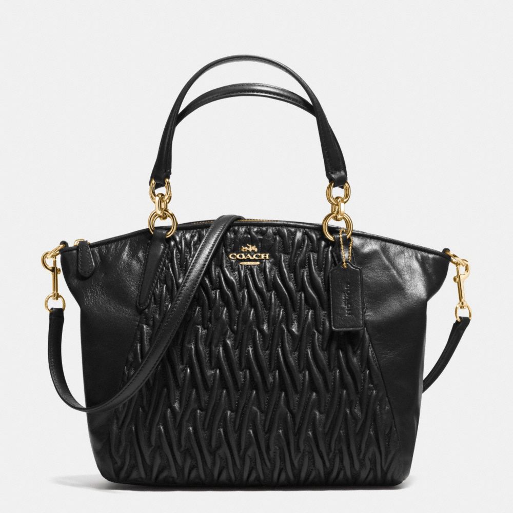 COACH SMALL KELSEY SATCHEL IN GATHERED TWIST LEATHER - IMITATION GOLD/BLACK - F37081