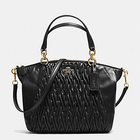 COACH SMALL KELSEY SATCHEL IN GATHERED TWIST LEATHER - IMITATION GOLD/BLACK - f37081