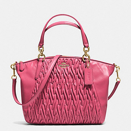 COACH SMALL KELSEY SATCHEL IN GATHERED TWIST LEATHER - IMITATION GOLD/DAHLIA - f37081