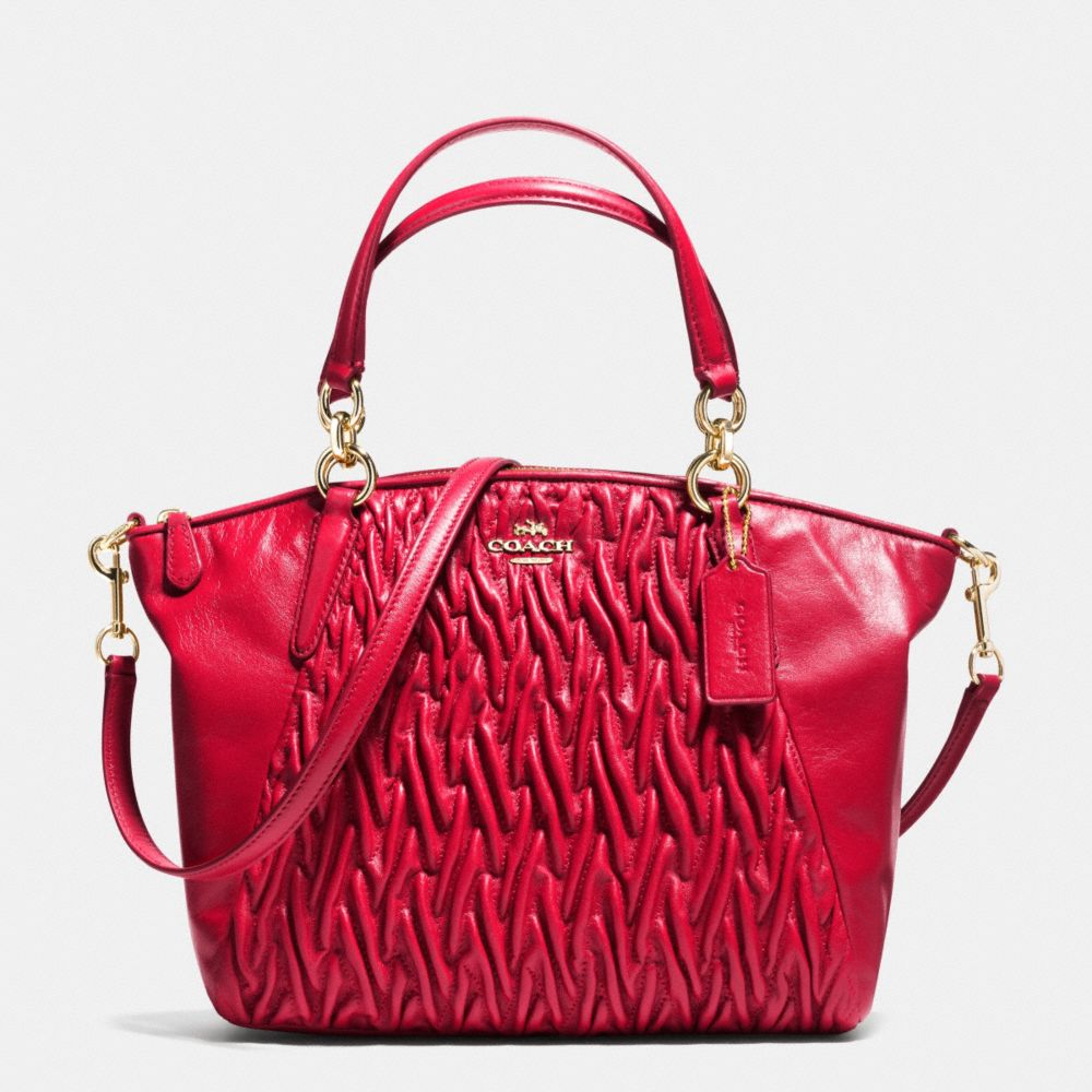 COACH SMALL KELSEY SATCHEL IN GATHERED TWIST LEATHER - IMITATION GOLD/CLASSIC RED - F37081