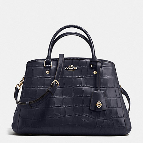 COACH SMALL MARGOT CARRYALL IN CROC EMBOSSED LEATHER - IMITATION GOLD/MIDNIGHT - f37097