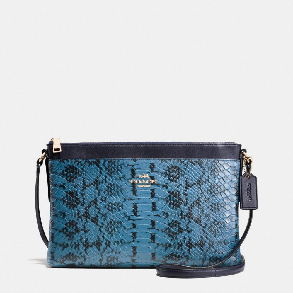 JOURNAL CROSSBODY IN COLORBLOCK EXOTIC EMBOSSED LEATHER - COACH F37119 - LIGHT GOLD/NAVY