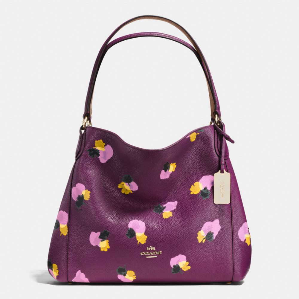 EDIE SHOULDER BAG 31 IN FLORAL PRINT LEATHER - COACH f37160 -  LIGHT GOLD/PLUM/FIELD FLORA