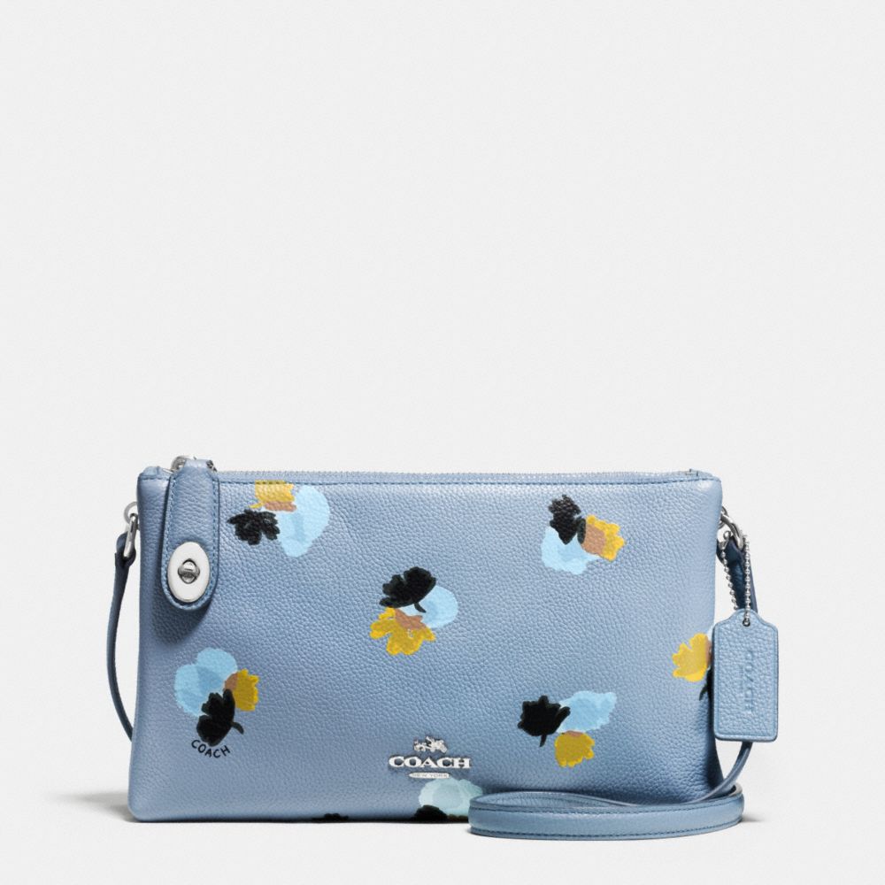 COACH CROSBY CROSSBODY IN FLORAL PRINT PEBBLE LEATHER - SILVER/CORNFLOWER/FIELD FLORA - F37170