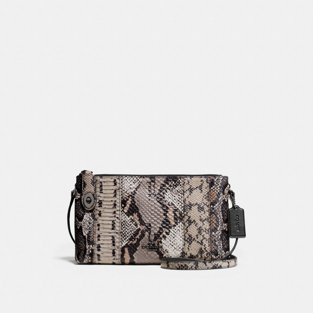 CROSBY CROSSBODY IN PIECED EXOTIC EMBOSSED LEATHER - COACH f37172 - DARK GUNMETAL/FOG MULTI