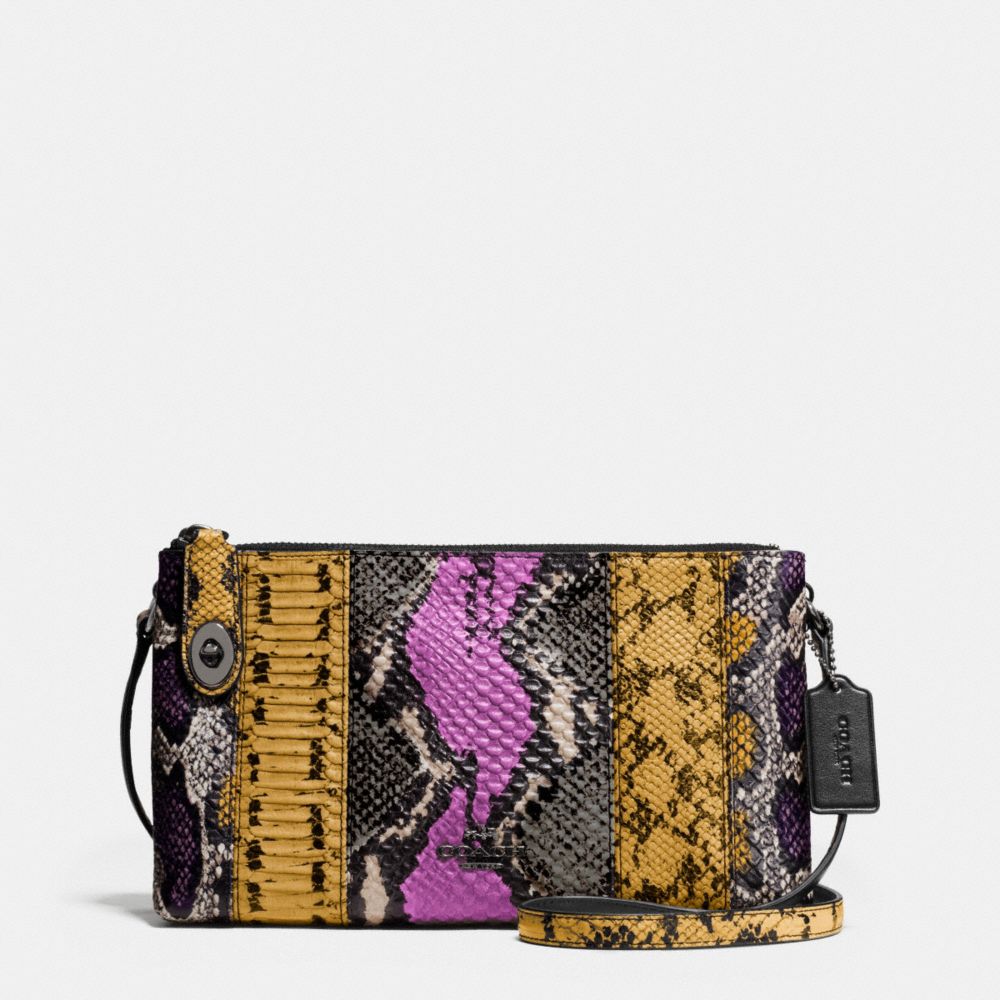 COACH CROSBY CROSSBODY IN PIECED EXOTIC EMBOSSED LEATHER - DARK GUNMETAL/WILDFLOWER MULTI - F37172