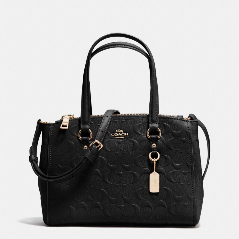 COACH STANTON CARRYALL 26 IN SIGNATURE EMBOSSED LEATHER - LIGHT GOLD/BLACK - F37175