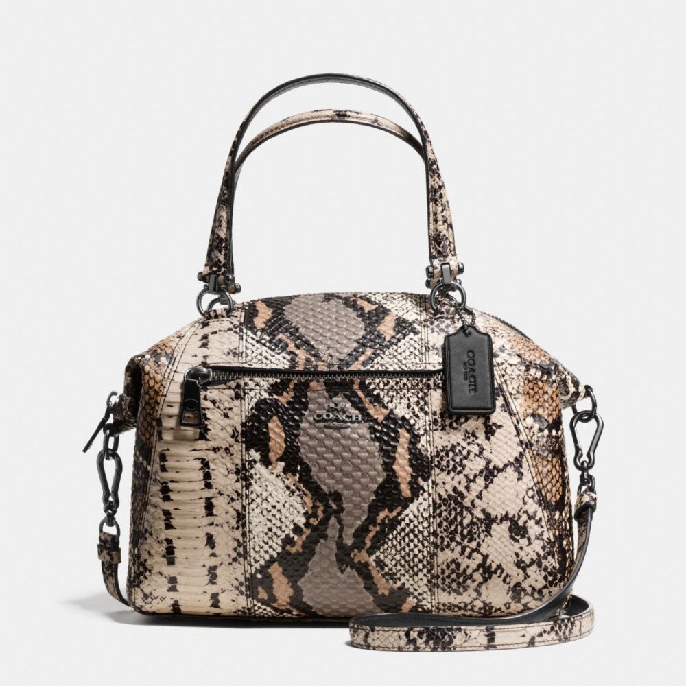 PRAIRIE SATCHEL IN PIECED EXOTIC EMBOSSED LEATHER - COACH f37178 - DARK GUNMETAL/FOG MULTI