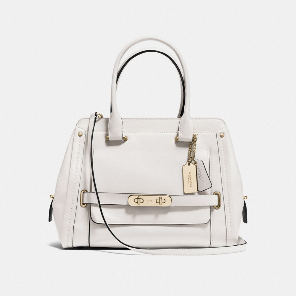 COACH SWAGGER FRAME SATCHEL IN SMOOTH LEATHER - COACH f37182 - LIGHT GOLD/CHALK