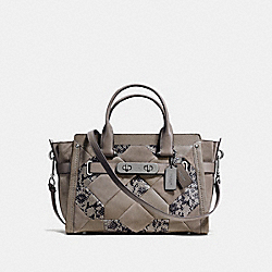 COACH SWAGGER IN PATCHWORK EXOTIC EMBOSSED LEATHER - COACH f37190 - DARK GUNMETAL/FOG