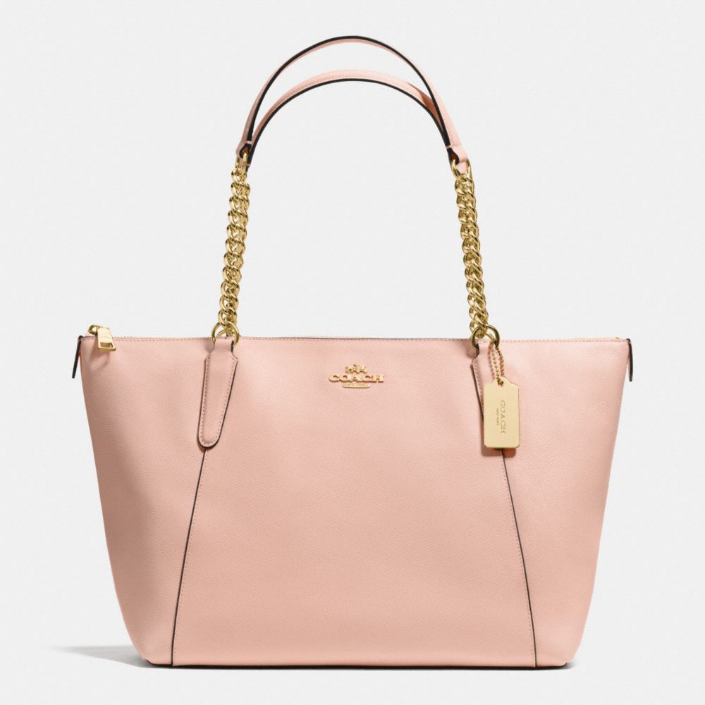 AVA CHAIN TOTE IN CROSSGRAIN LEATHER - COACH f37201 - IMITATION  GOLD/PEACH ROSE