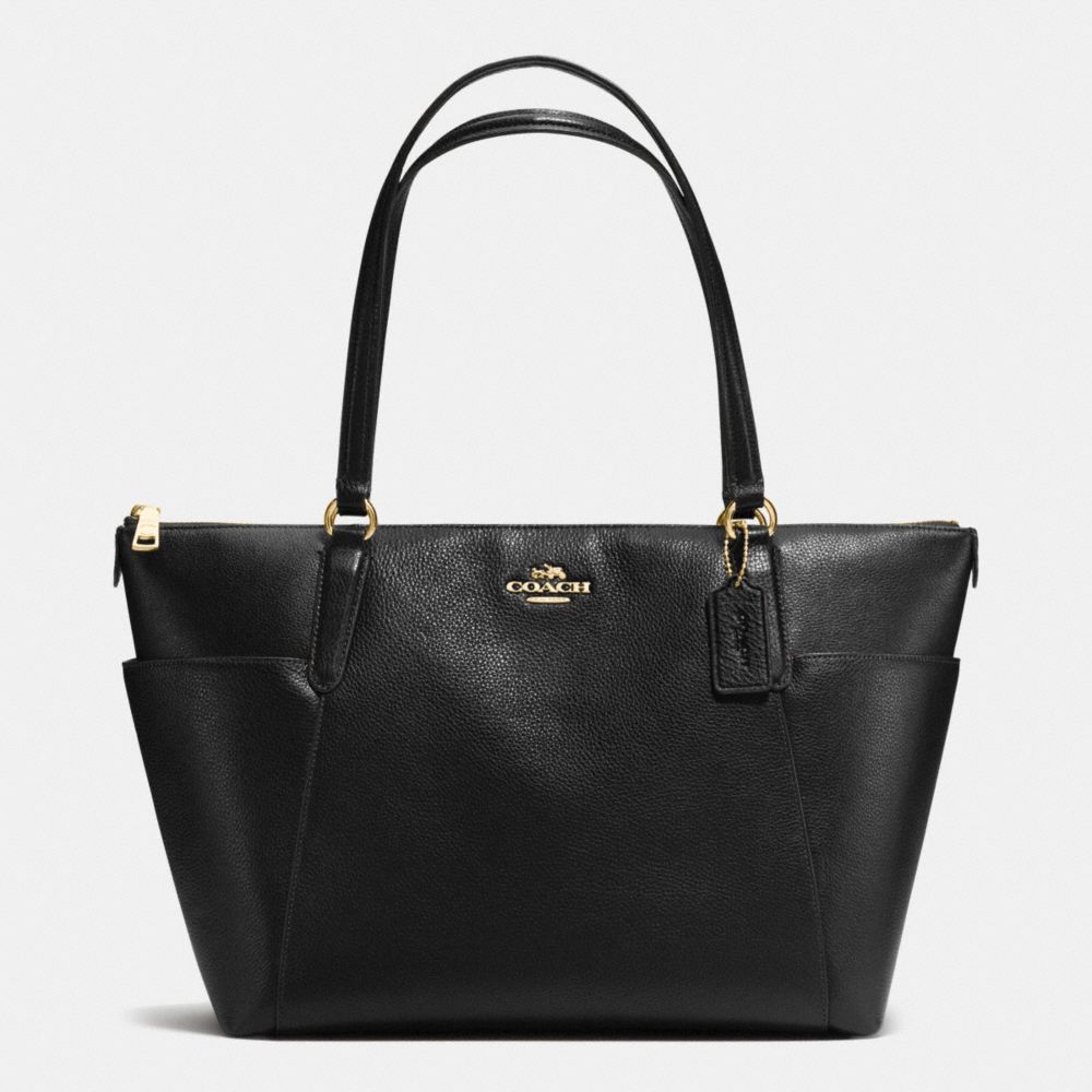 AVA TOTE IN PEBBLE LEATHER - COACH f37216 - IMITATION GOLD/BLACK