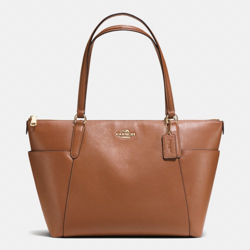 AVA TOTE IN PEBBLE LEATHER - COACH f37216 - IMITATION GOLD/SADDLE