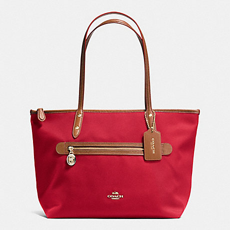COACH SAWYER TOTE IN POLYESTER TWILL - IMITATION GOLD/CLASSIC RED - f37237