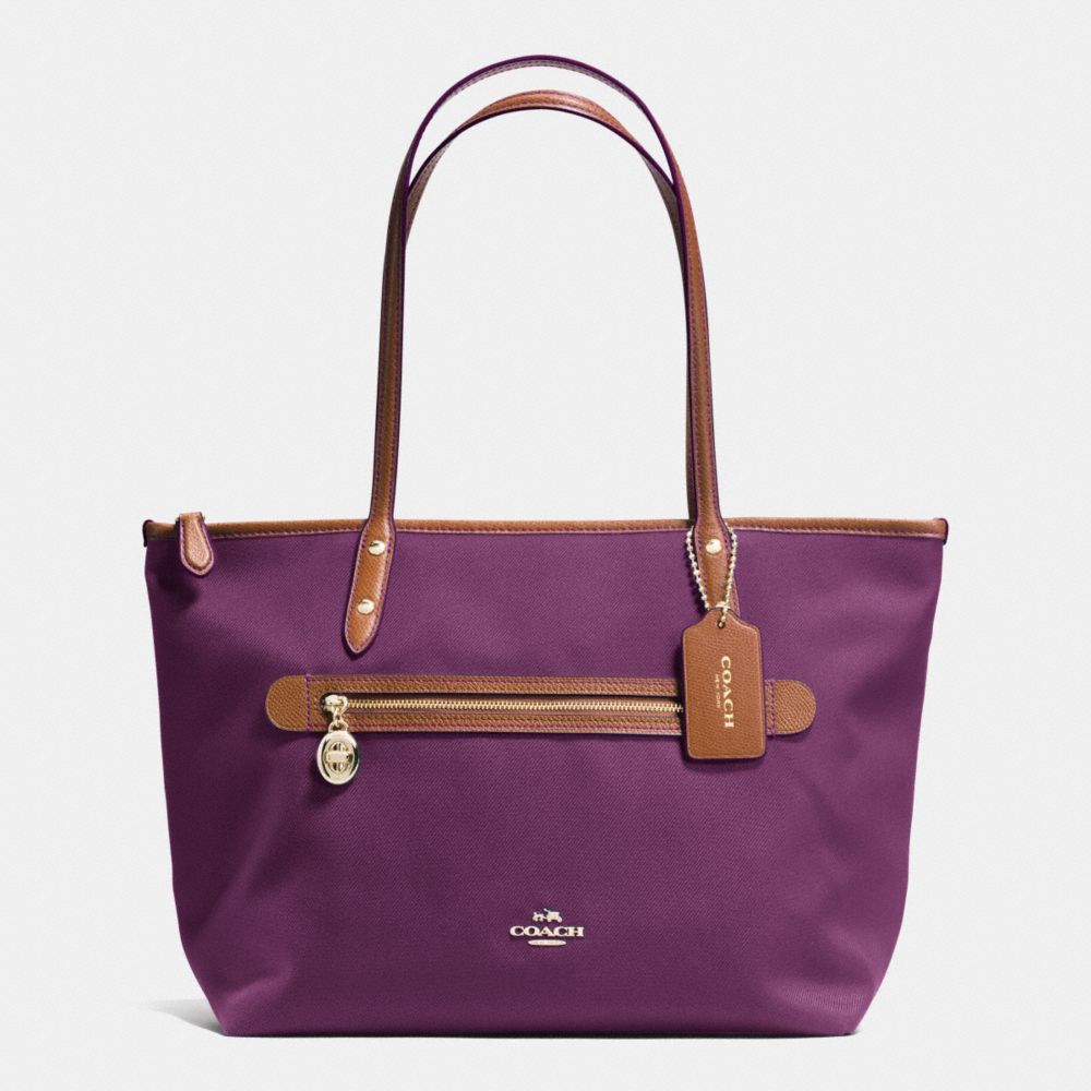 COACH SAWYER TOTE IN POLYESTER TWILL - IMITATION GOLD/PLUM - F37237