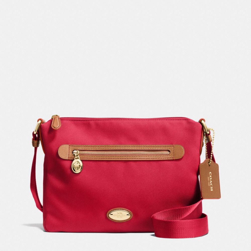 COACH SAWYER CROSSBODY IN POLYESTER TWILL - IMITATION GOLD/CLASSIC RED - F37239