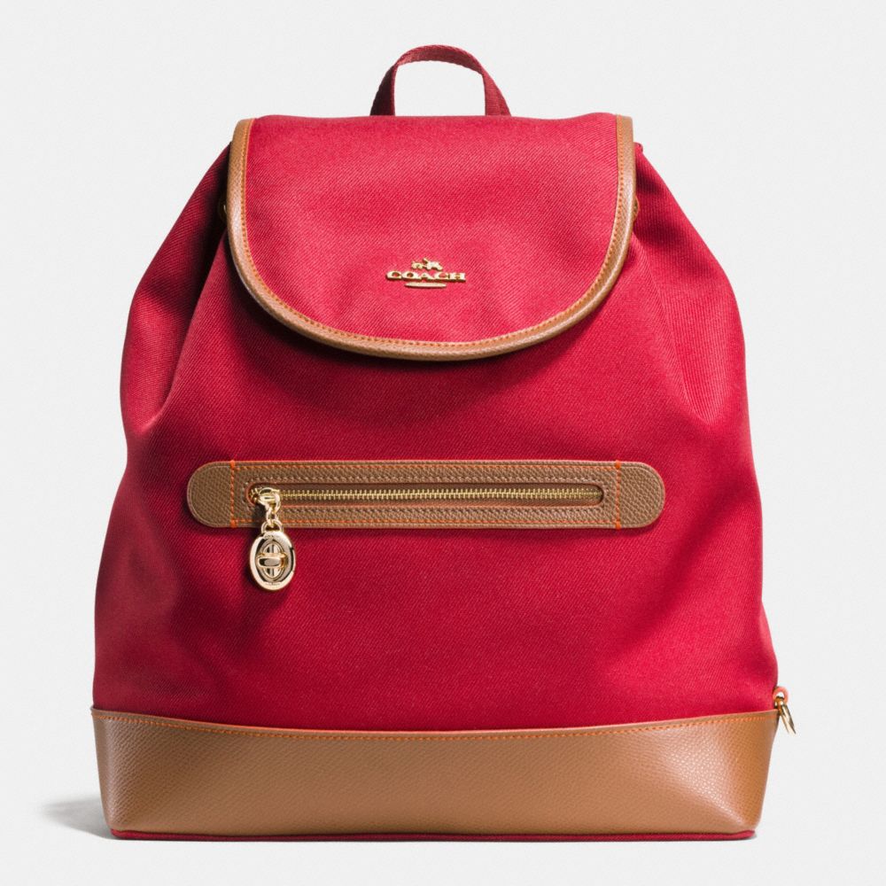 COACH SAWYER BACKPACK IN CANVAS - IMITATION GOLD/CLASSIC RED - F37240