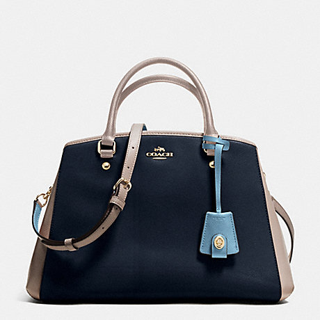 COACH SMALL MARGOT CARRYALL IN COLORBLOCK LEATHER - IMITATION GOLD/NAVY/GREY BIRCH - f37248