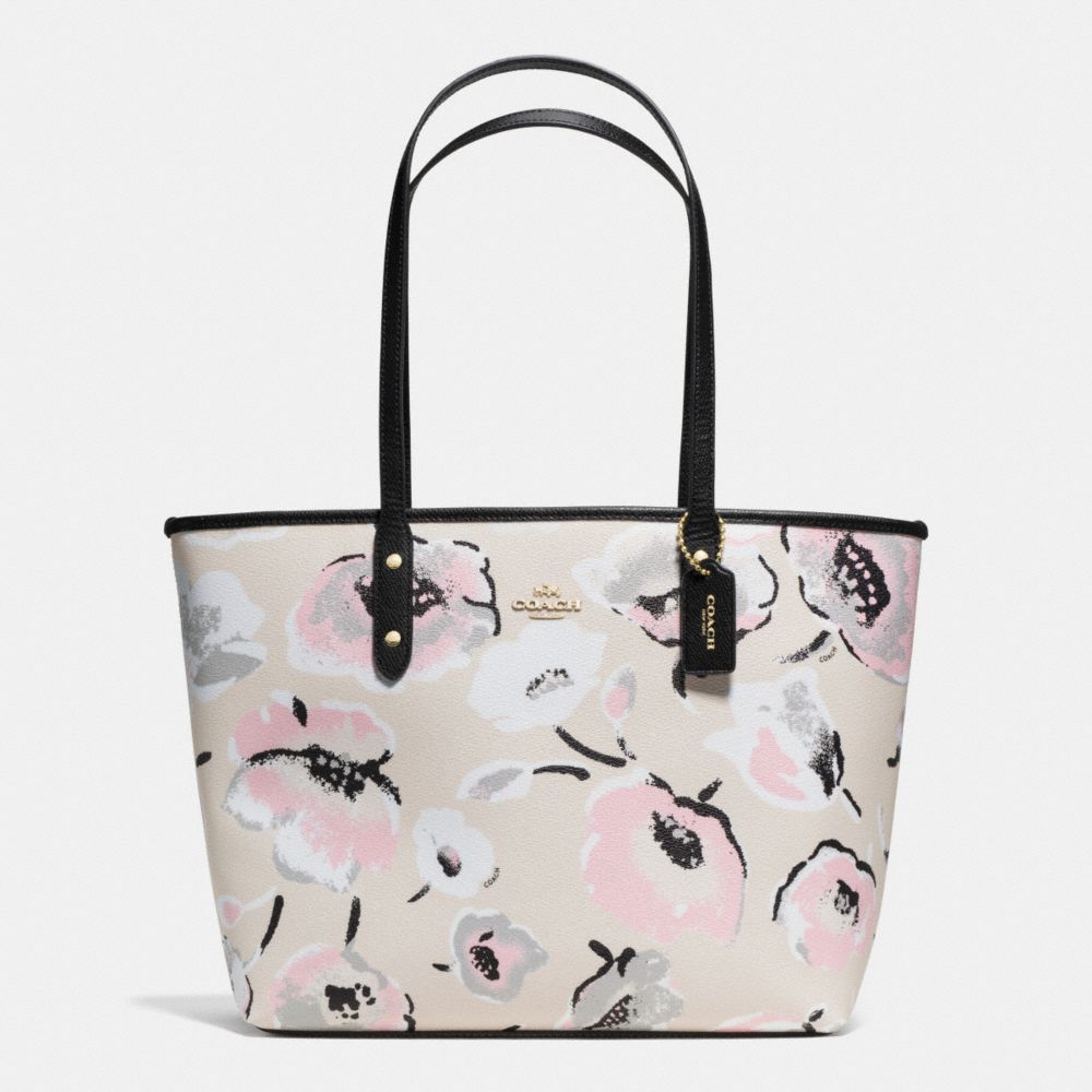 CITY ZIP TOTE IN WILDFLOWER PRINT COATED CANVAS - COACH f37266 - IMITATION GOLD/CHALK MULTI