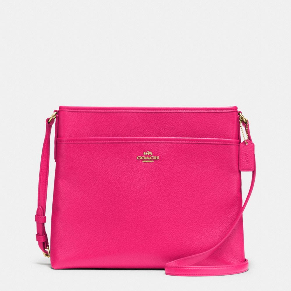 FILE BAG IN PEBBLE LEATHER - COACH f37321 - IMITATION GOLD/PINK  RUBY