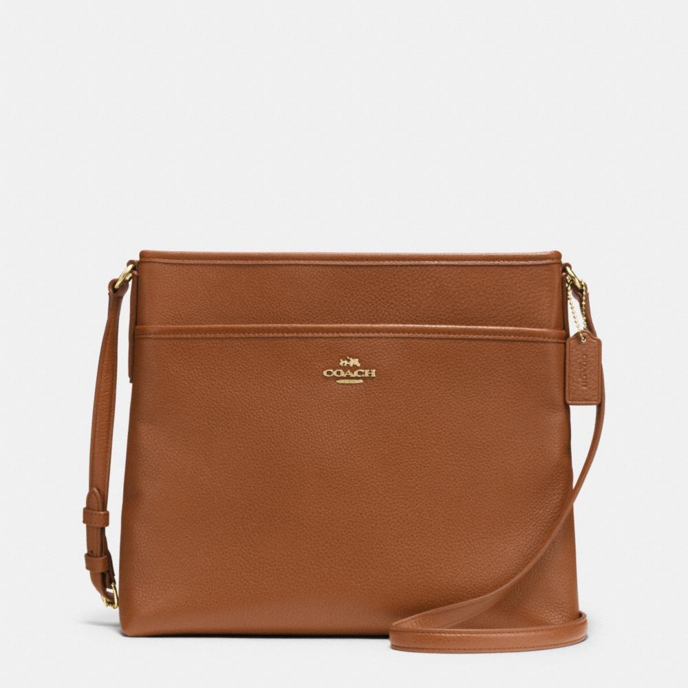 FILE BAG IN PEBBLE LEATHER - COACH f37321 - IMITATION GOLD/SADDLE