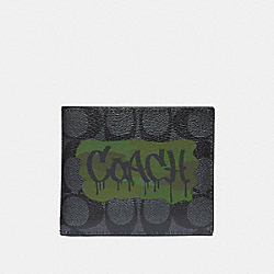COACH 3-IN-1 WALLET IN SIGNATURE CANVAS WITH GRAFFITI - CHARCOAL/BLACK/BLACK ANTIQUE NICKEL - F37333