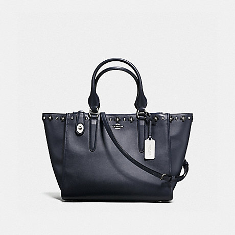 COACH CROSBY CARRYALL IN FLORAL RIVETS LEATHER - SILVER/NAVY/BLACK - f37400
