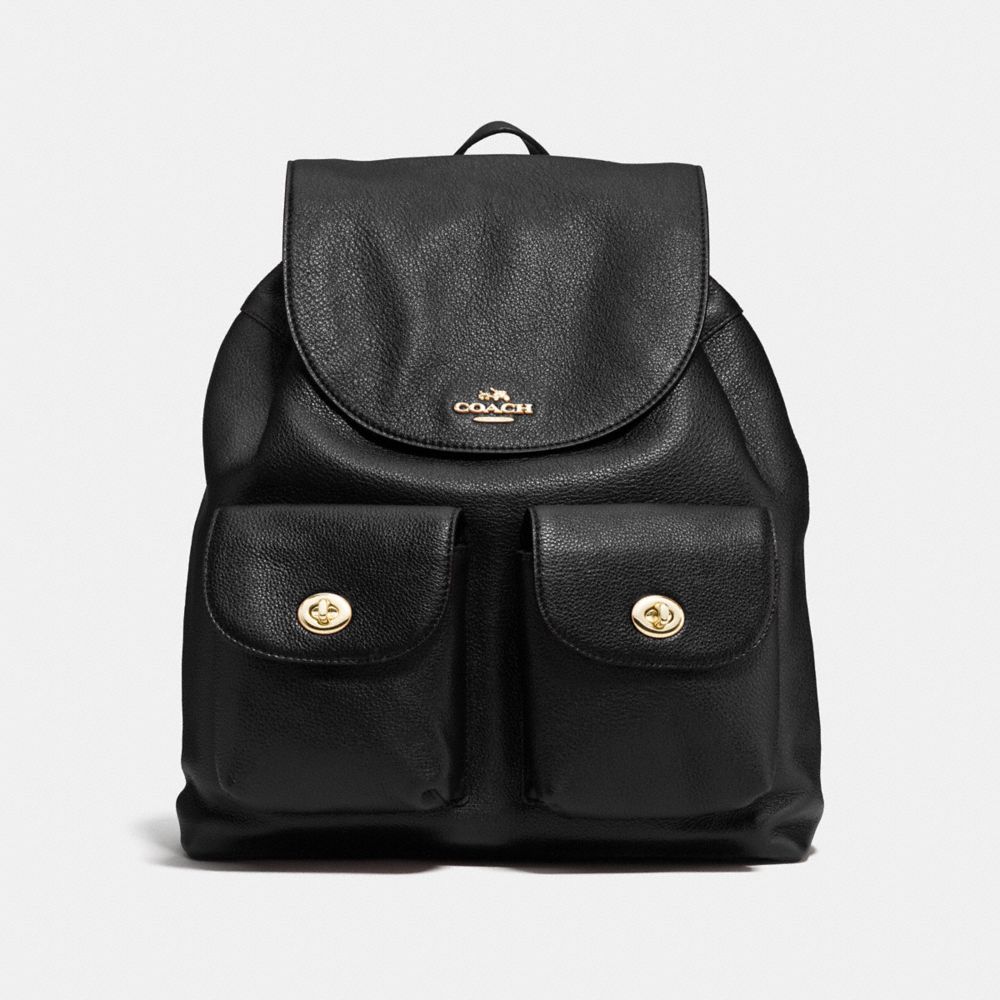 COACH BILLIE BACKPACK IN PEBBLE LEATHER - IMITATION GOLD/BLACK - F37410