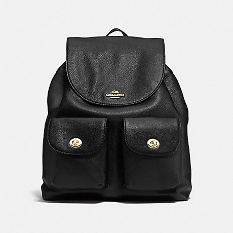 COACH BILLIE BACKPACK IN PEBBLE LEATHER - IMITATION GOLD/BLACK - f37410