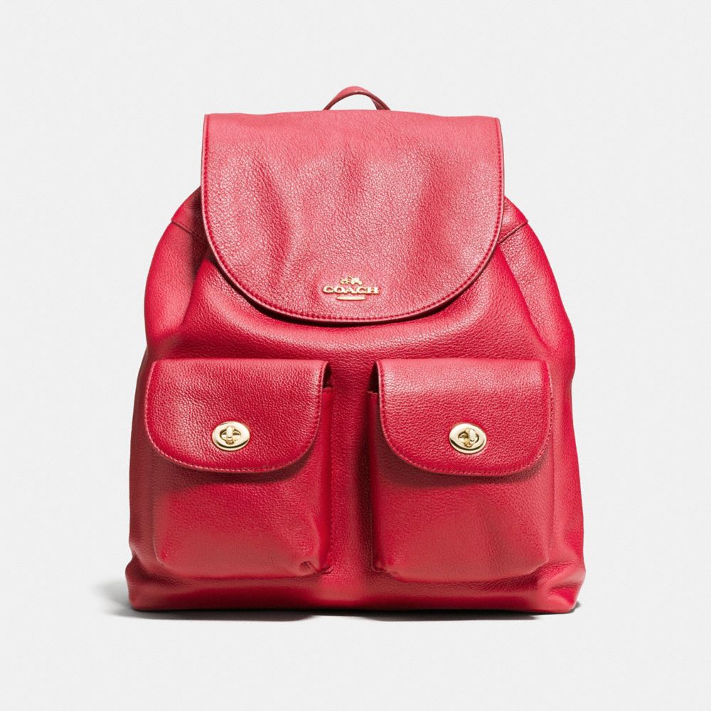 BILLIE BACKPACK IN PEBBLE LEATHER - COACH f37410 - IMITATION GOLD/CLASSIC RED