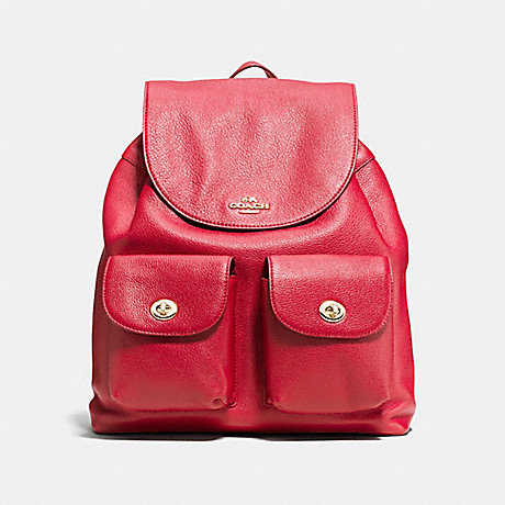 COACH BILLIE BACKPACK IN PEBBLE LEATHER - IMITATION GOLD/CLASSIC RED - f37410