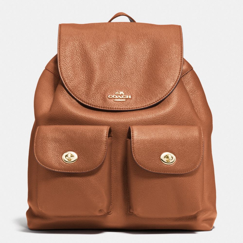 BILLIE BACKPACK IN PEBBLE LEATHER - COACH f37410 - IMITATION GOLD/SADDLE