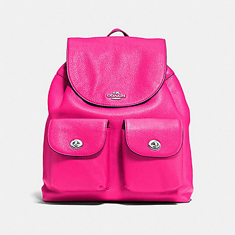 COACH BILLIE BACKPACK IN PEBBLE LEATHER - SILVER/BRIGHT FUCHSIA - f37410