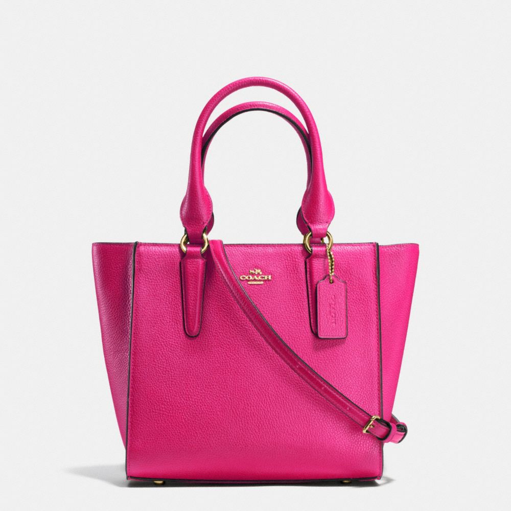 COACH CROSBY CARRYALL 24 IN PEBBLE LEATHER - LIGHT GOLD/CERISE - F37415