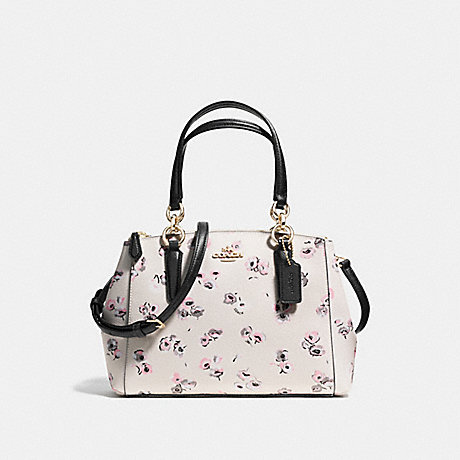 COACH MINI CHRISTIE CARRYALL WITH SMALL WILDFLOWER PRINT - LIGHT GOLD/CHALK MULTI - f37421