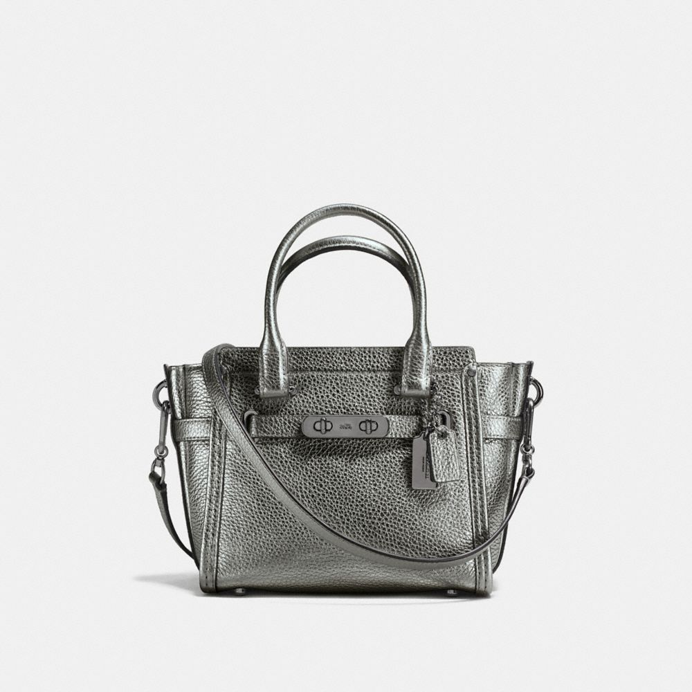 COACH SWAGGER 21 CARRYALL IN PEBBLE LEATHER - COACH f37444 - DARK  GUNMETAL/GUNMETAL