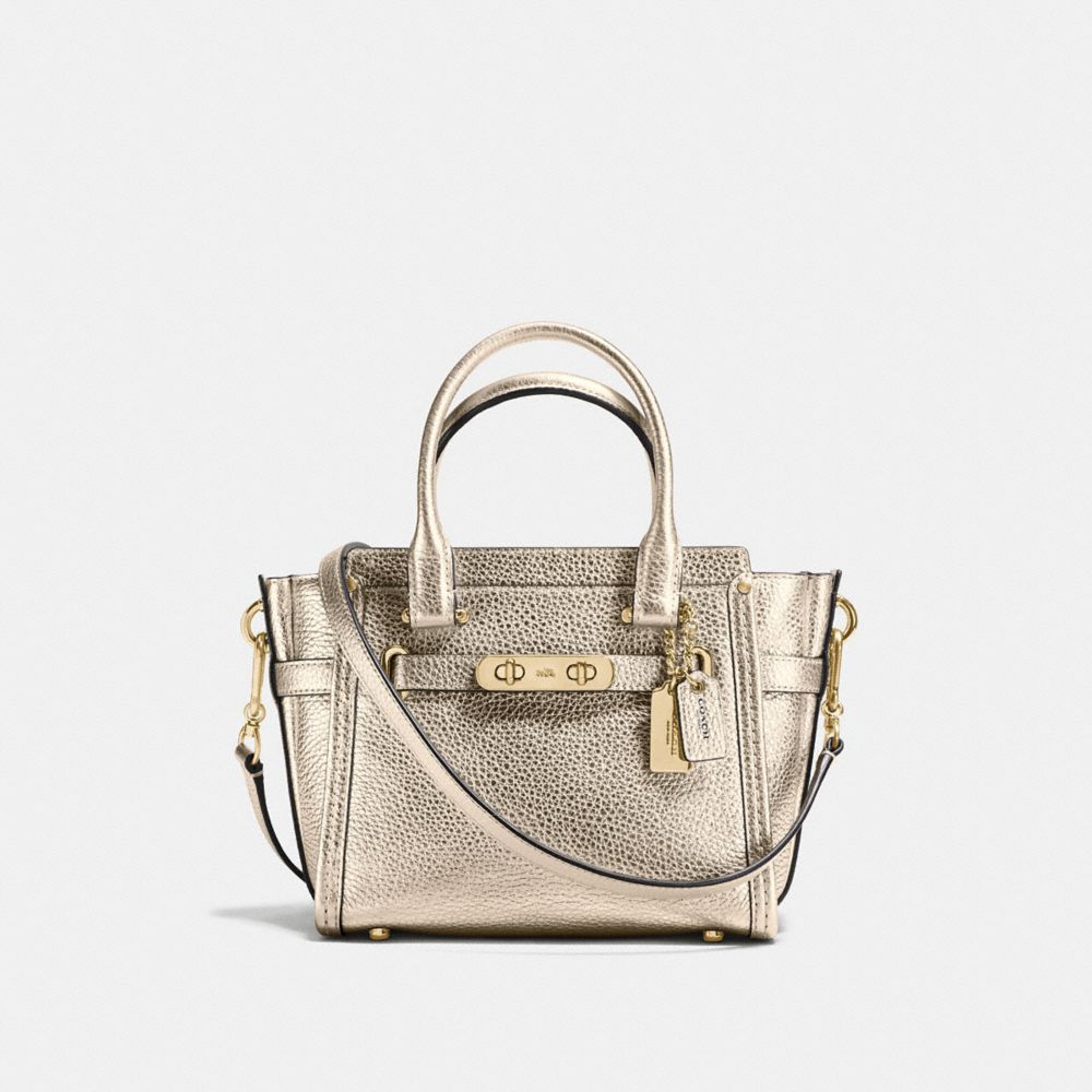 COACH SWAGGER 21 CARRYALL IN PEBBLE LEATHER - COACH f37444 -  LIGHT GOLD/PLATINUM
