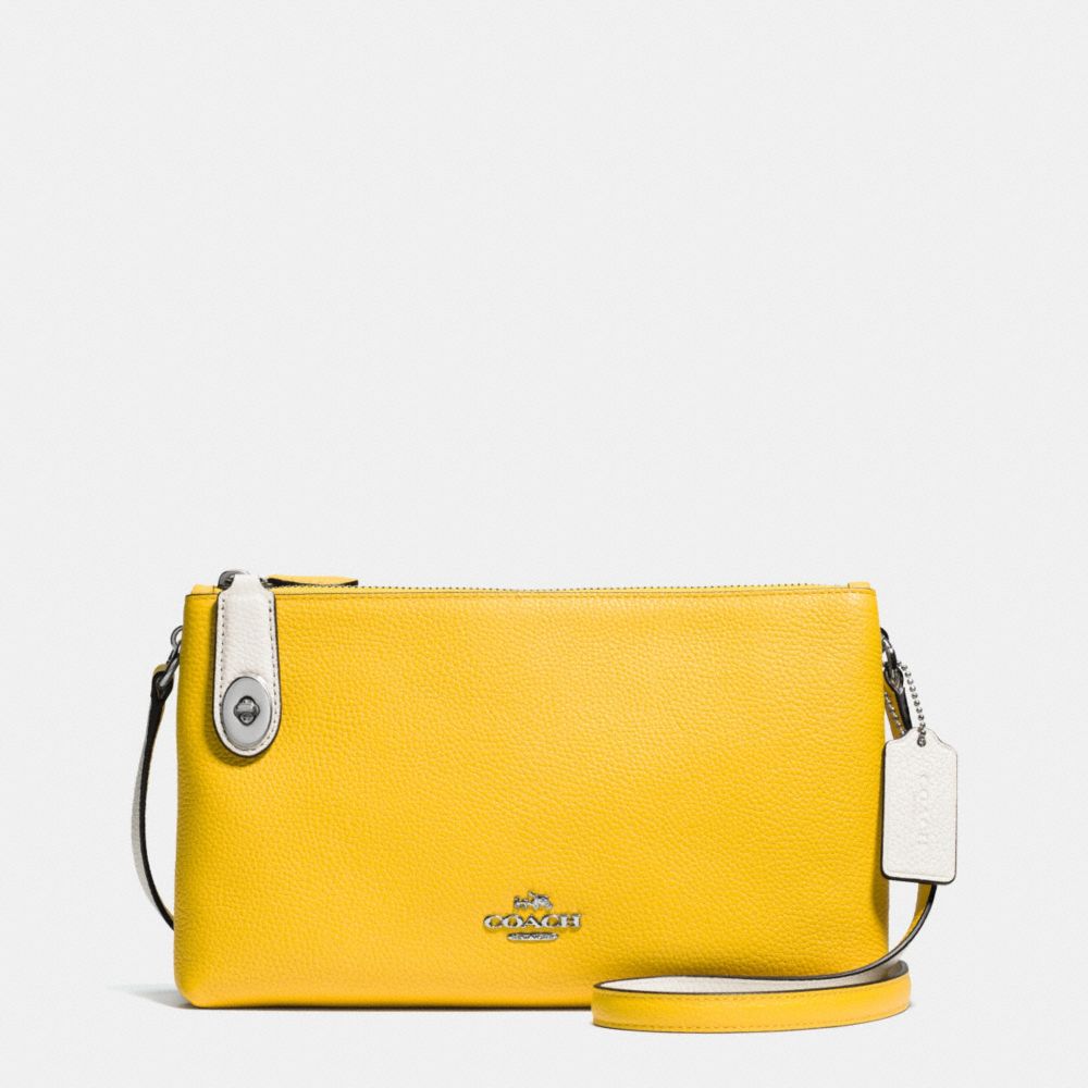 CROSBY CROSSBODY IN BICOLOR LEATHER - COACH f37453 -  SILVER/CANARY/CHALK