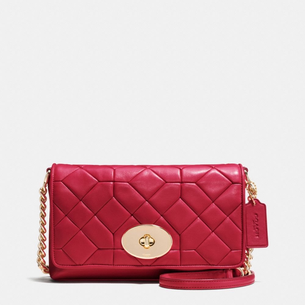 CANYON QUILT CROSSTOWN CROSSBODY IN CALF LEATHER - COACH f37488 - LIGHT GOLD/TRUE RED