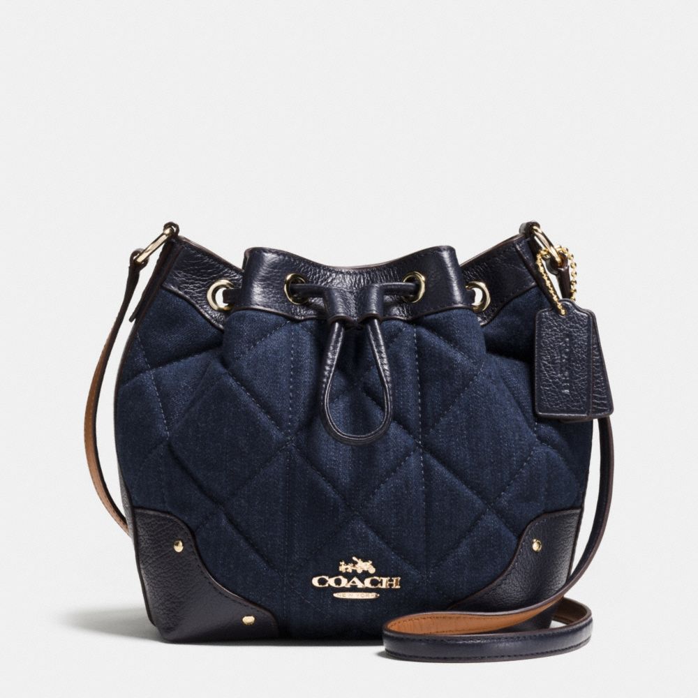 COACH BABY MICKIE DRAWSTRING SHOULDER BAG IN QUILTED DENIM - IMITATION GOLD/DENIM - F37489