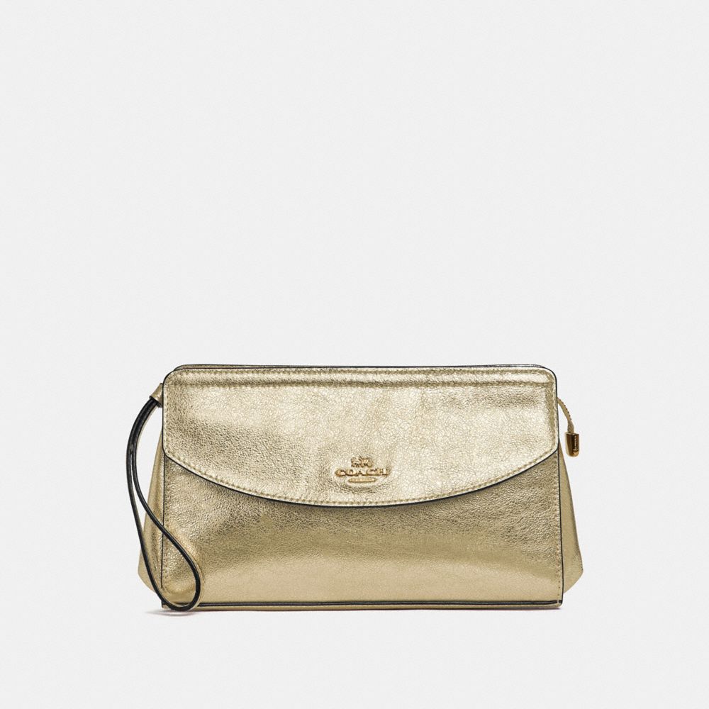 COACH FLAP CLUCTH - WHITE GOLD/LIGHT GOLD - F37550