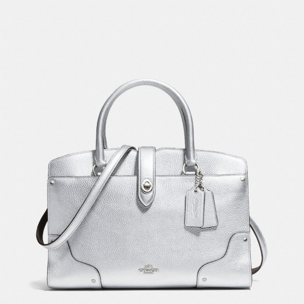 COACH MERCER SATCHEL 30 IN GRAIN LEATHER - SILVER/SILVER - F37575