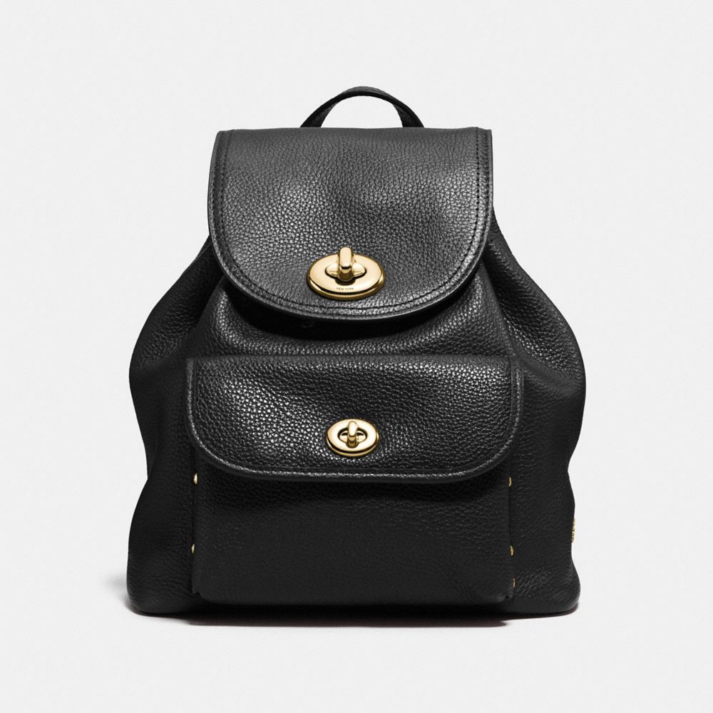 MINI TURNLOCK RUCKSACK IN POLISHED PEBBLE LEATHER - COACH f37581  - LIGHT GOLD/BLACK