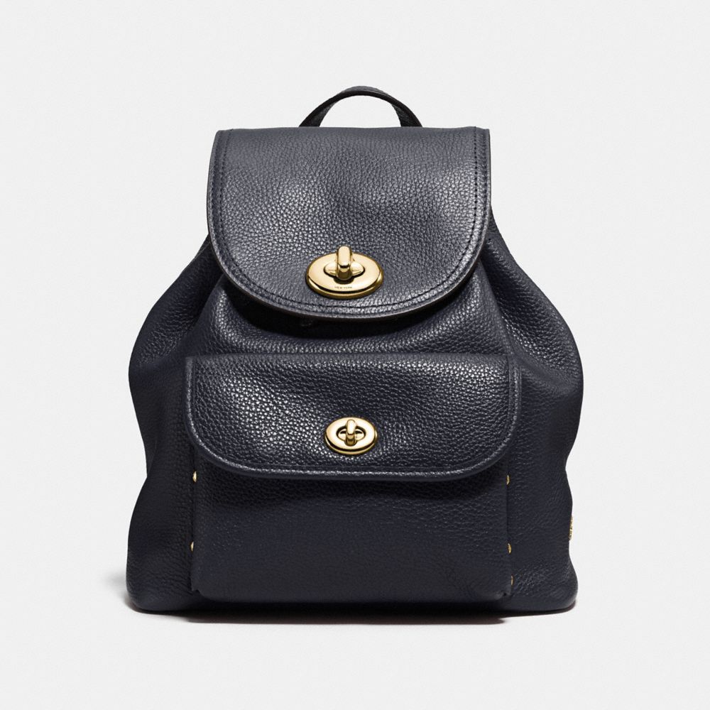 COACH MINI TURNLOCK RUCKSACK IN POLISHED PEBBLE LEATHER - LIGHT GOLD/NAVY - F37581