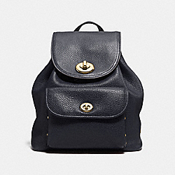 MINI TURNLOCK RUCKSACK IN POLISHED PEBBLE LEATHER - COACH f37581  - LIGHT GOLD/NAVY