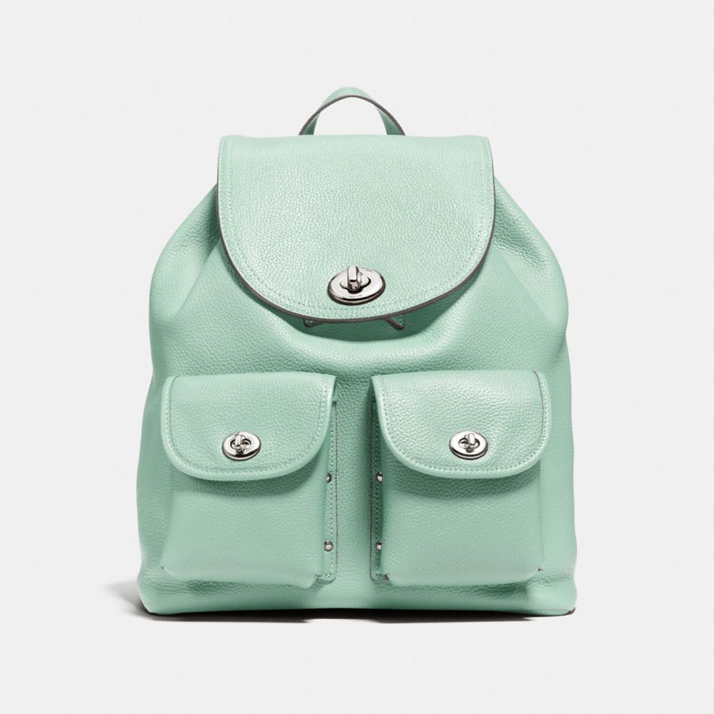 COACH TURNLOCK RUCKSACK IN POLISHED PEBBLE LEATHER - SILVER/SEAGLASS - F37582