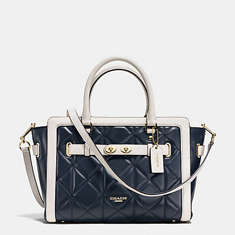 COACH BLAKE CARRYALL IN QUILTED COLORBLOCK LEATHER - IMITATION GOLD/MIDNIGHT/CHALK - f37620