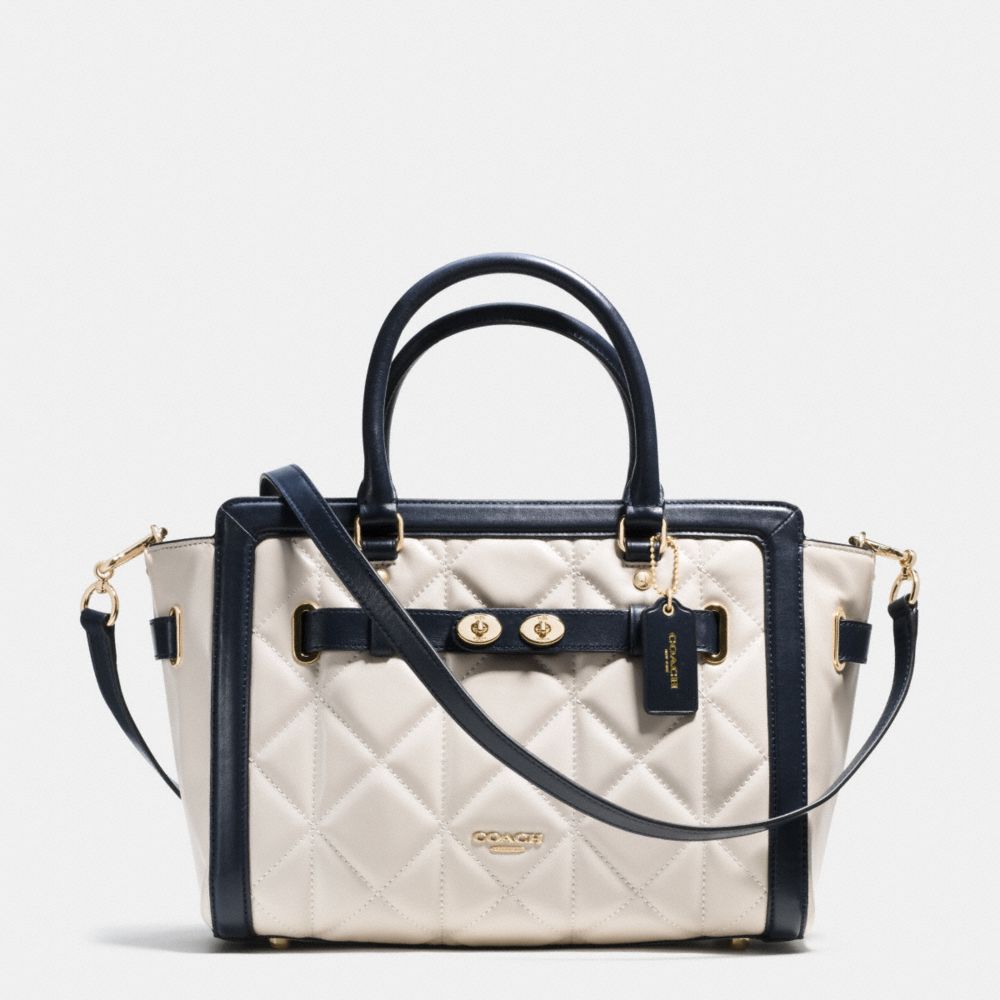 BLAKE CARRYALL IN QUILTED COLORBLOCK LEATHER - COACH F37620 - IMITATION GOLD/CHALK/MIDNIGHT